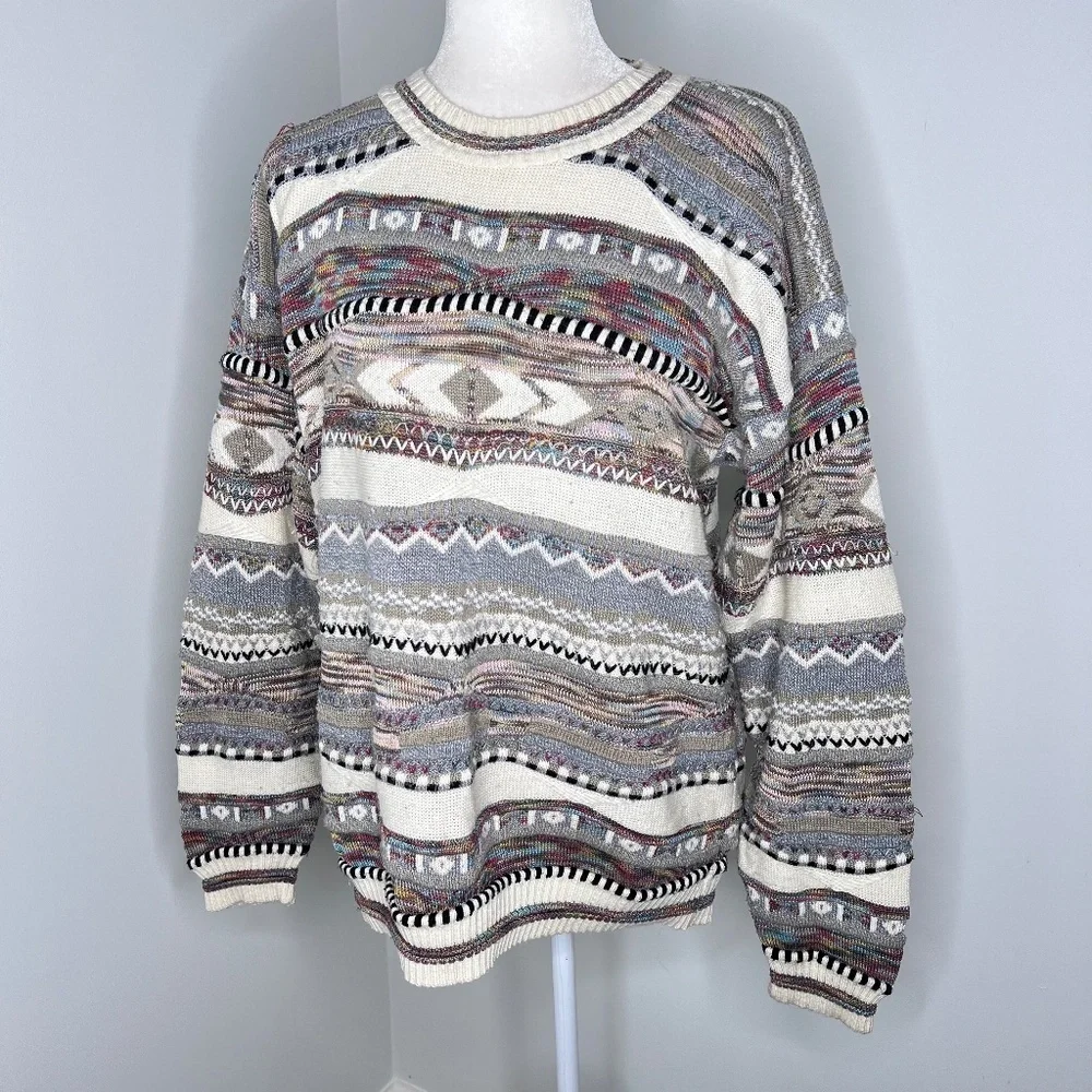 Vintage Coogi Style Grandpa Crew Neck Knit Sweater M